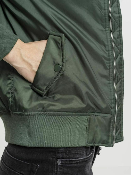 Women's Short Bomber Jacket for Winter Olive