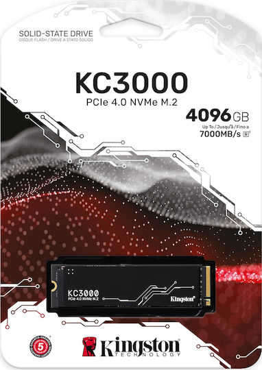 Kingston KC3000 SSD 4.1TB τύπου M.2 με σύνδεση PCI Express 4.0 (PS5 Compatible) SKC3000D/4096G