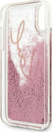 Karl Lagerfeld Glitter Signature Back Cover Πλαστικό / Σιλικόνης Ροζ Χρυσό (iPhone X / Xs)