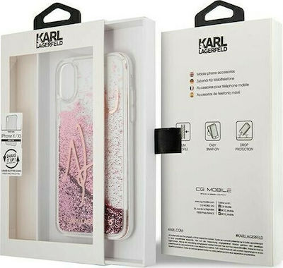 Karl Lagerfeld Glitter Signature Plastic / Silicone Back Cover Rose Gold (iPhone X / Xs)