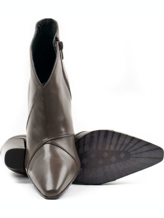 Leather Women's Ankle Boots Brown