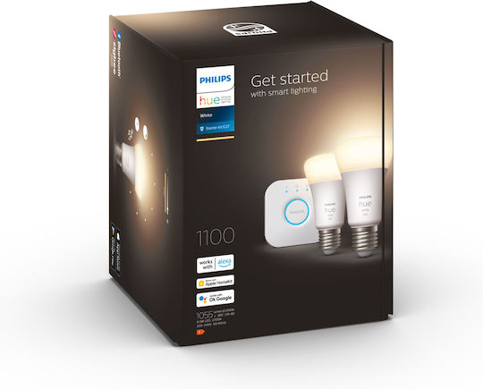 Philips Smart LED Bulbs 9.5W for Socket E27 and Shape A60 Warm White 1055lm Dimmable 2pcs
