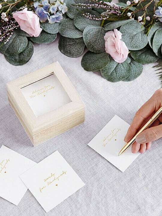 PartyDeco KG8 Wunschbox Buch Beige 9,5 x 9,5 x 6cm