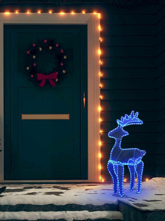 vidaXL Illuminated Christmas Plastic Figure Reindeer Blue Height 89cm