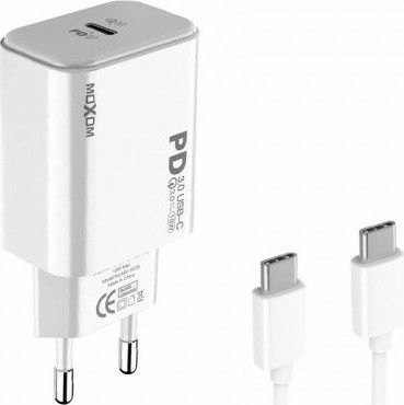 Moxom Charger with USB-C Port and Cable USB-C 18W Power Delivery Whites (MX-HC25)