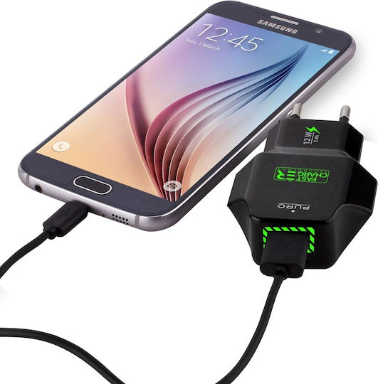 Puro Ladegerät ohne Kabel mit 2 USB-A Anschlüsse 12W Schwarzs (FCTCV2USB24BLK)