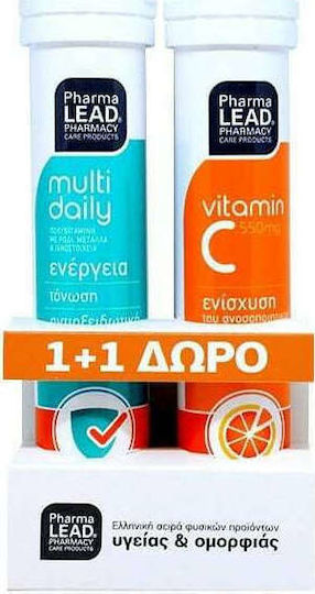 Pharmalead Multi Daily & Vitamin C 550mg Multivitamin for Energy & Immune System Boost Orange 40 eff. tabs