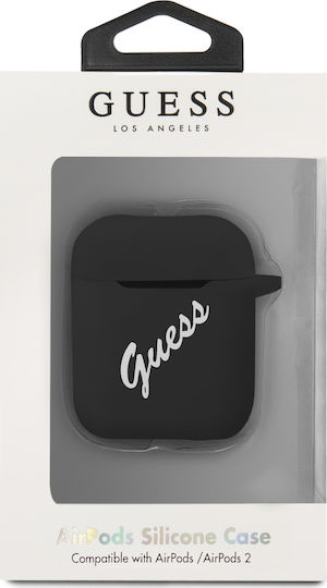 Guess Vintage Θήκη Σιλικόνης σε Μαύρο χρώμα για Apple AirPods
