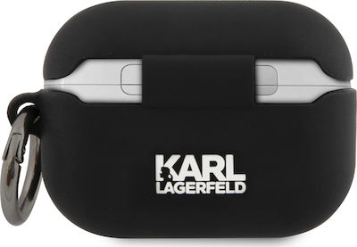 Karl Lagerfeld Choupette Fun Silicone Case with Keychain Black for Apple AirPods Pro