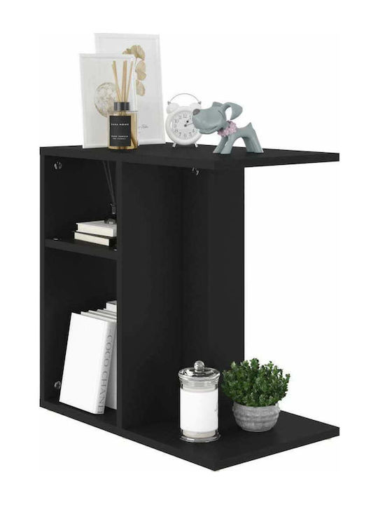 Rectangular Side Table Wooden Black Velvet-Black Metal L50xW30xH50cm.