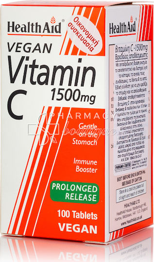 Health Aid Vitamin C Vitamin for Immune System Boost, the Skin & Antioxidant Action 1500mg 100 x 1 tablets