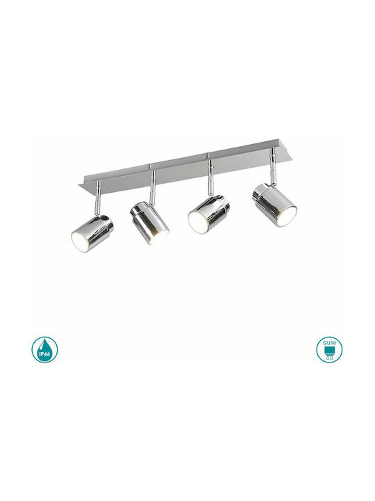 Trio Lighting Angelo Σποτ με 4 Φώτα και Ντουί GU10 σε Ασημί Χρώμα