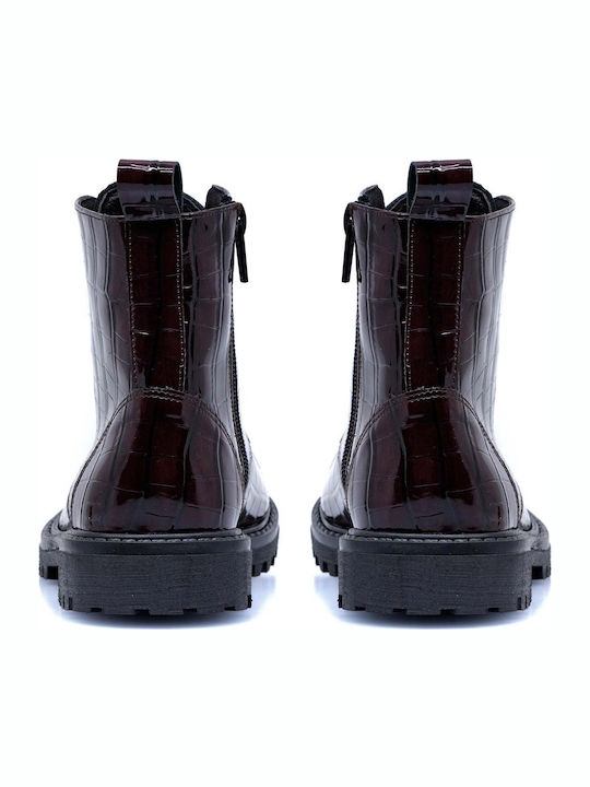 Anatomice Cizme Copii din Piele cu Fermuar Burgundy