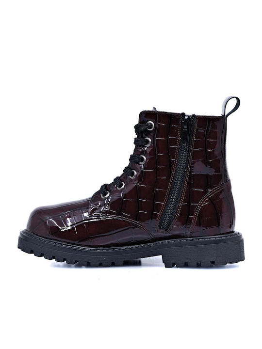 Anatomice Cizme Copii din Piele cu Fermuar Burgundy