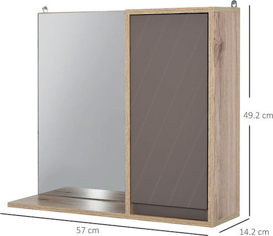 HomCom 834 244 Rectangular Bathroom Mirror made of MDF with Shelf & Cabinet 57x49.2cm Brown