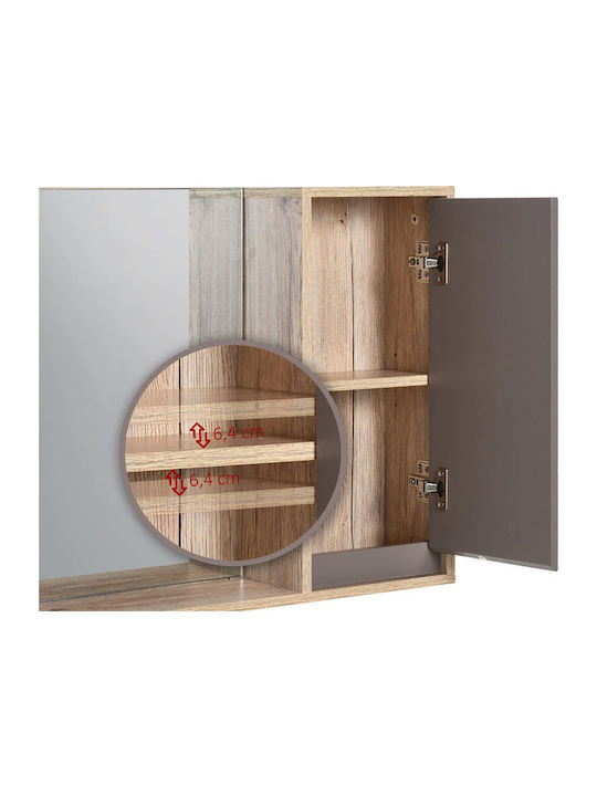 HomCom 834 244 Rechteckiger Badezimmerspiegel aus MDF mit Regal & Schrank 57x49.2cm Braun