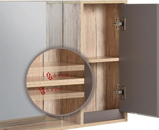 HomCom 834 244 Rectangular Bathroom Mirror made of MDF with Shelf & Cabinet 57x49.2cm Brown