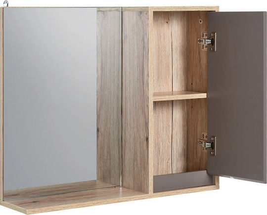 HomCom 834 244 Rectangular Bathroom Mirror made of MDF with Shelf & Cabinet 57x49.2cm Brown