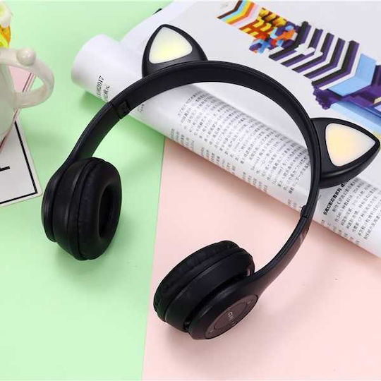 Cat Ears Y47 Ασύρματα Bluetooth On Ear Ακουστικά με Ραδιόφωνο Μαύρα