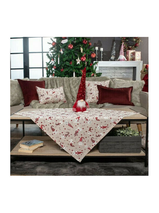 Teoran Weihnachts- Tischtuch Karo Stoff Beige B90xL90cm. 1Stück