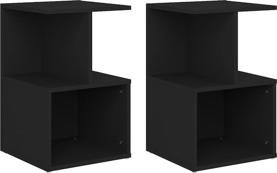 Wooden Bedside Tables Black 2 Pieces 35x35x55cm