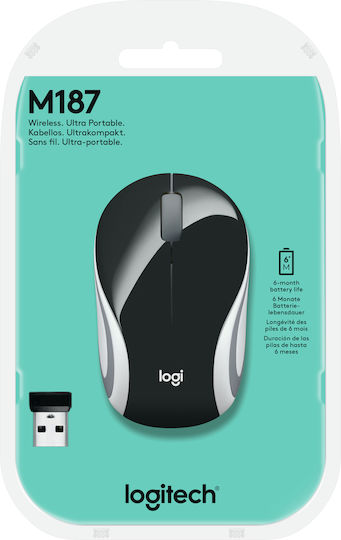 Logitech M187 Безжичен Мини Мишка Черен