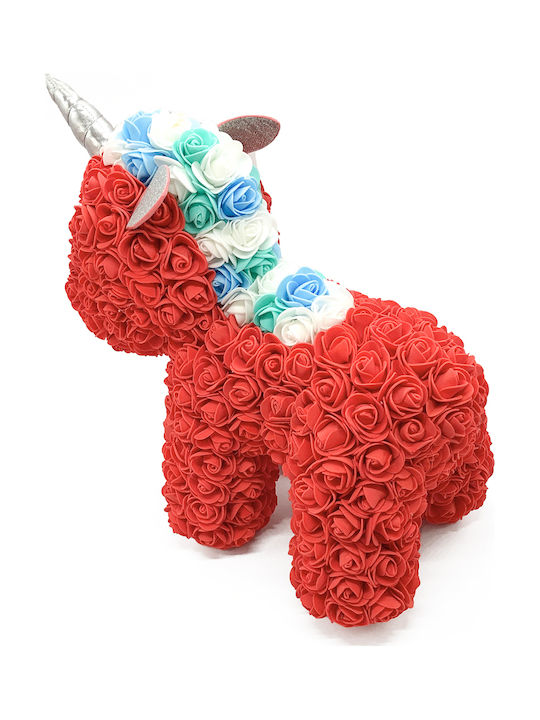 Unicorn from Artificial Roses Red 30cm in Box 1pcs