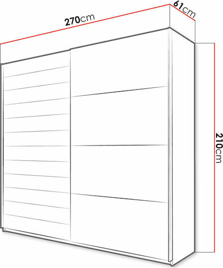 Doppeltür Kleiderschrank Schieben Kappa 270x61x210cm