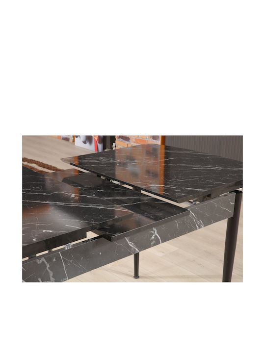 Flywood Tisch Küche Ausziehbar aus Massivholz & Metall Schwarz 130(+40)x80x75cm