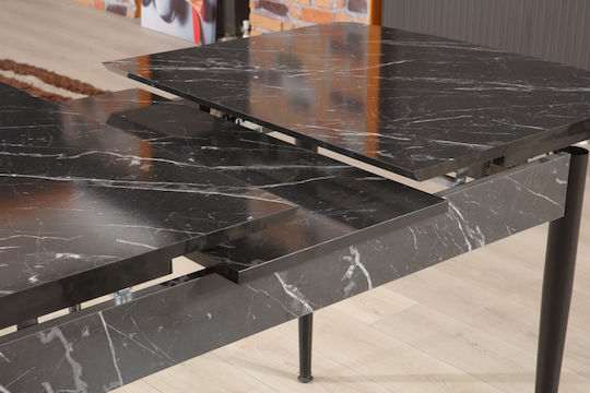 Flywood Tisch Küche Ausziehbar aus Massivholz & Metall Schwarz 130(+40)x80x75cm