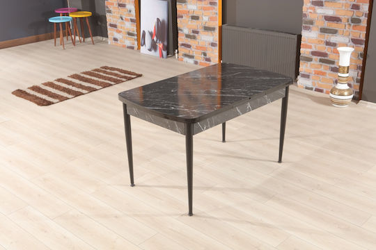Flywood Tisch Küche Ausziehbar aus Massivholz & Metall Schwarz 130(+40)x80x75cm