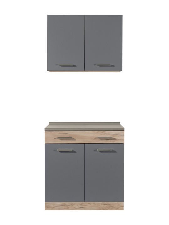 Dalila Kitchen Cabinet Set Wall & Floor Grey Oak / Grey 80x60x200pcs