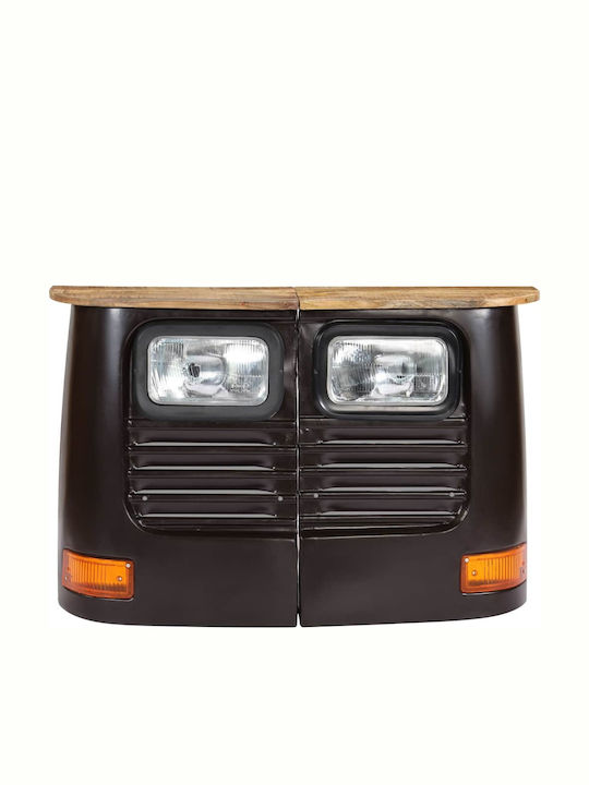 Console Table of Solid Wood & Metal Σκούρο Γκρι / Ξύλο Μάνγκο L108xW30xH72cm