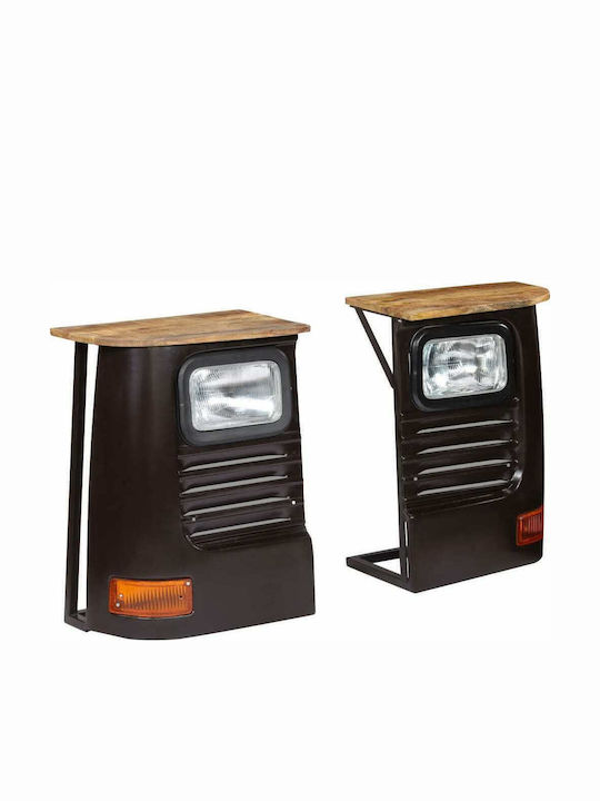 Console Table of Solid Wood & Metal Σκούρο Γκρι / Ξύλο Μάνγκο L108xW30xH72cm