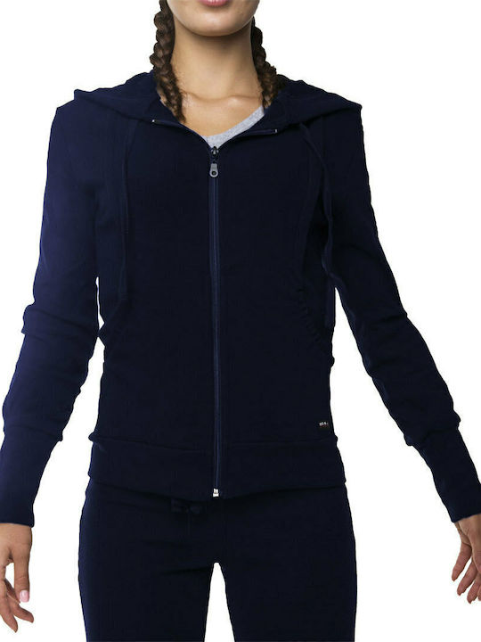 Women's Sweatshirt Jacket Hooded Navy Blue