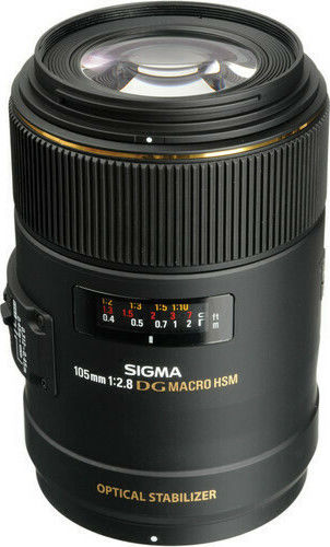 Sigma Full Frame Camera Lens 105mm F2.8 EX DG OS HSM Telephoto / Macro for Nikon F Mount Black