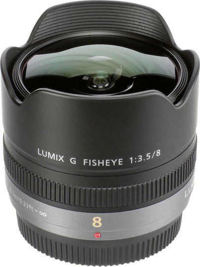 Panasonic Crop Camera Lens Lumix G 8mm f3.5 Fisheye for Micro Four Thirds (MFT) Mount Black