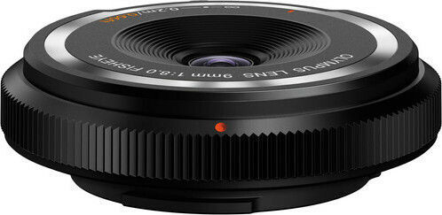 Olympus Crop Camera Lens Body Cap Lens 9mm Fisheye for Micro Four Thirds (MFT) Mount Black
