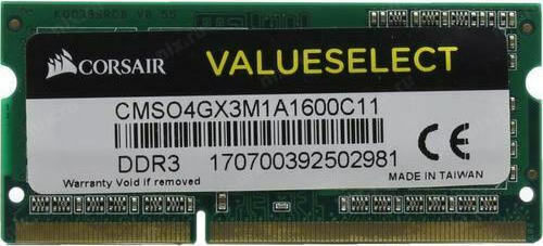 Corsair Value Select DDR3 με Module 1x4GB και Ταχύτητα 1600 για Laptop