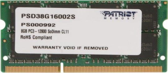 Patriot DDR3 με Module 1x8GB και Ταχύτητα 1600 για Laptop