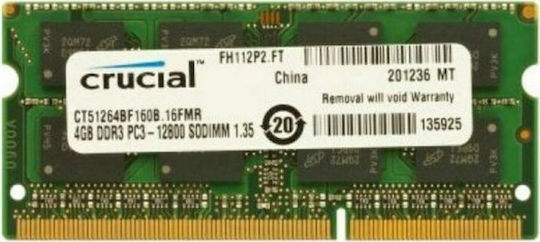 Crucial DDR3 με Module 1x4GB και Ταχύτητα 1600 για Laptop