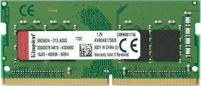 Kingston ValueRAM 8GB DDR4 RAM με Ταχύτητα 2400 για Laptop