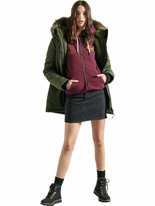 Superdry Track & Field Classic Women's Hooded Cardigan Burgundy