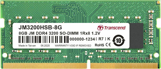 Transcend DDR4 με Module 1x8GB και Ταχύτητα 3200 για Laptop