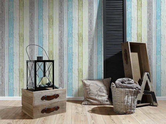Тапет за Стена Wood Stone Винил Бежов 1000x53см Миеща се