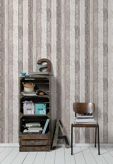 Тапет за Стена Wood Stone Винил Бежов 1000x53см Миеща се