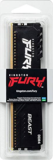 Kingston Fury Beast DDR4 με Module 1x8GB και Ταχύτητα 3600 για Desktop