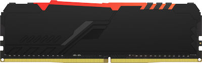 Kingston Fury Beast RGB 16GB DDR4 RAM με 2 Modules (2x8GB) και Ταχύτητα 3600 για Desktop