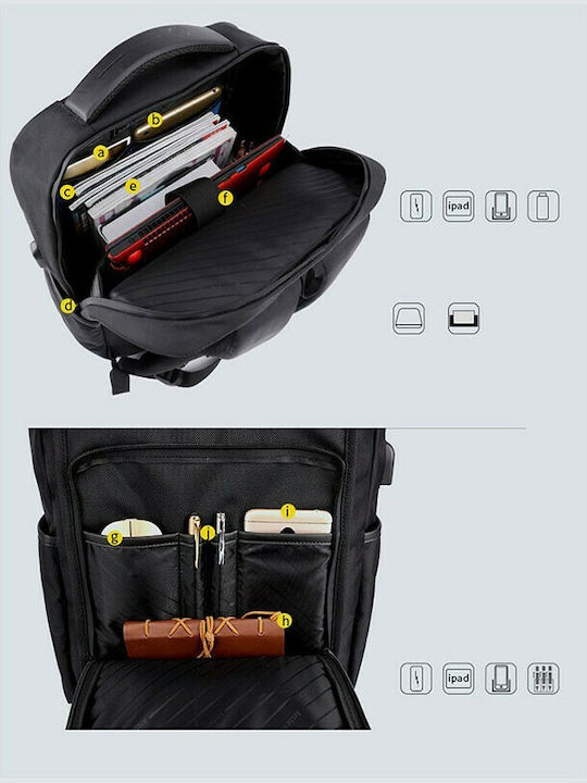 Arctic Hunter B00121C Водоустойчива Раница За Лаптоп 15.6" С USB Порт В Черен Цвят