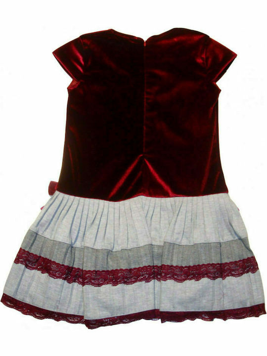 Evita Children's Dress Velvet Burgundy